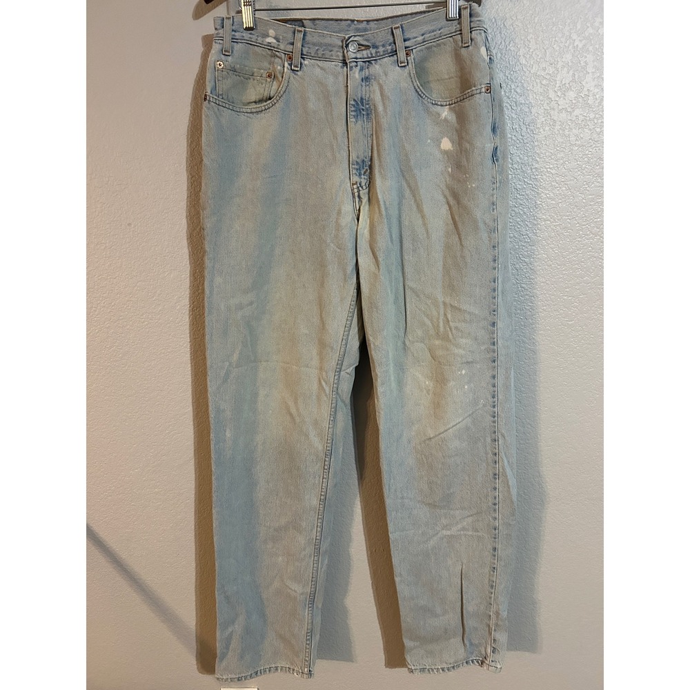 Levis 550 Relaxed Fit Jeans Mens 36x36 Light Wash Tapered Leg Paint Splatter 90s